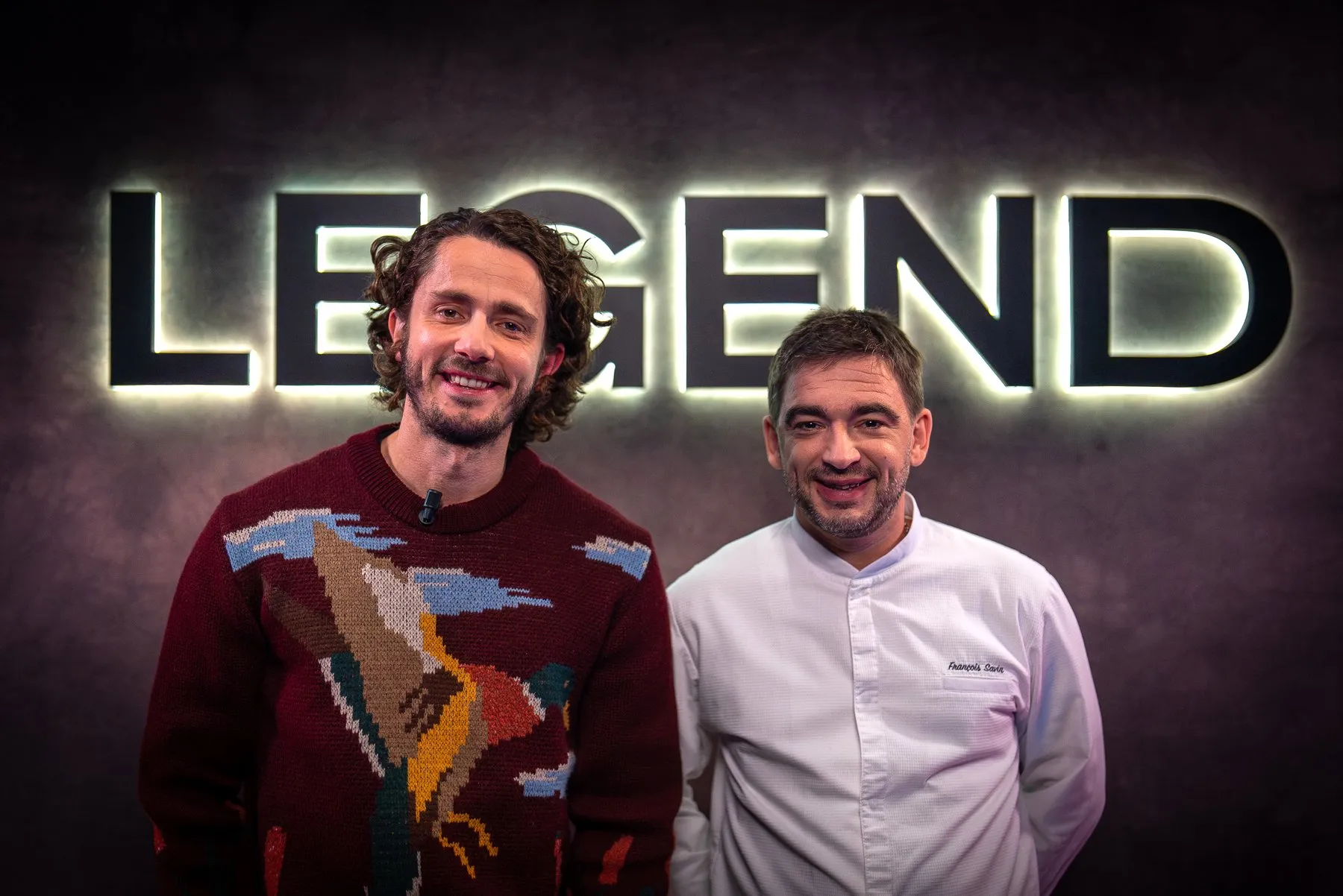 Le chef François Savin sur le plateau de LEGEND avec Guillaume Pley.